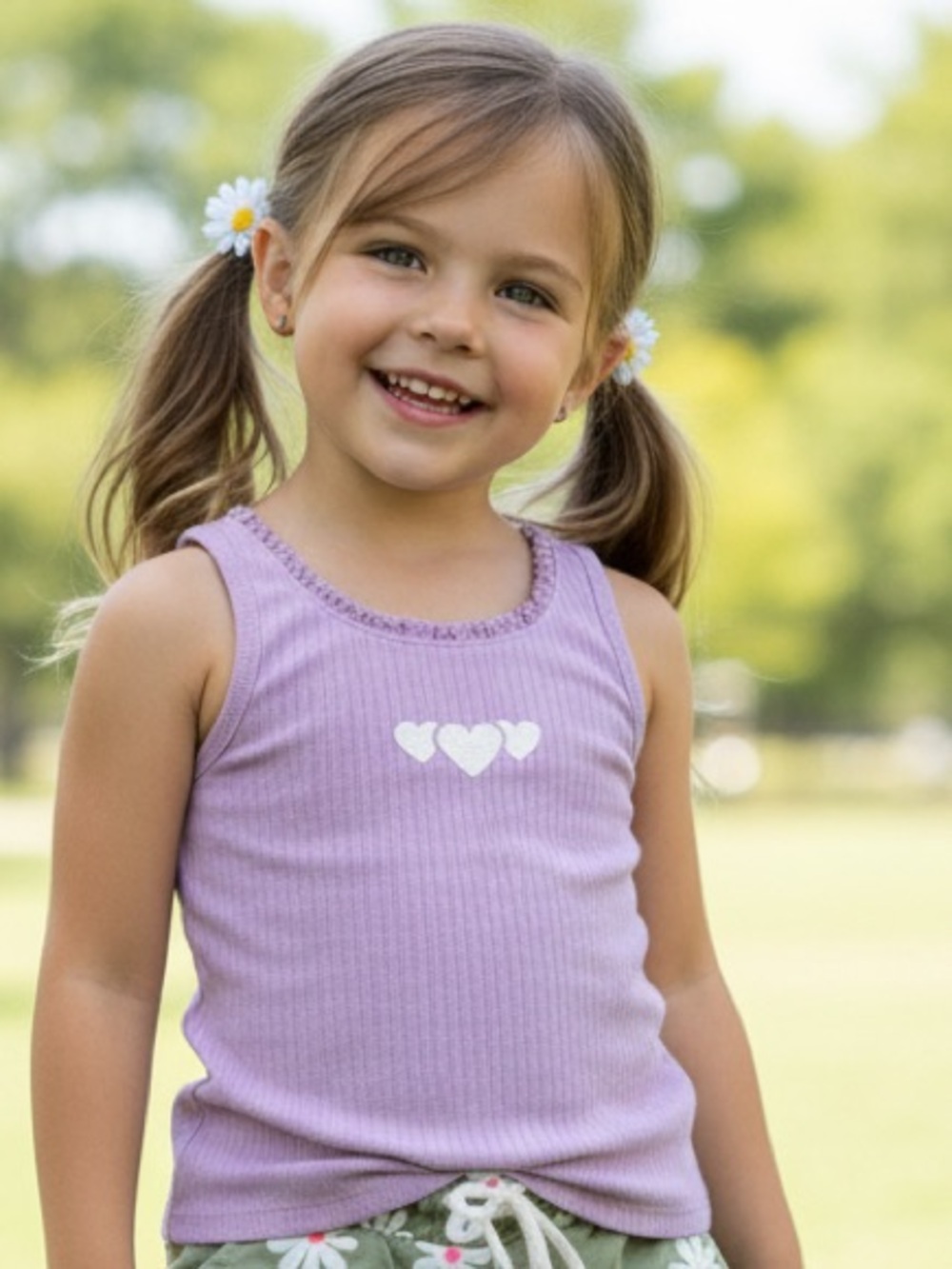 Cat & Jack Girls Purple Heart Graphic Tank Top Size S Cute Summer Shirt NWT